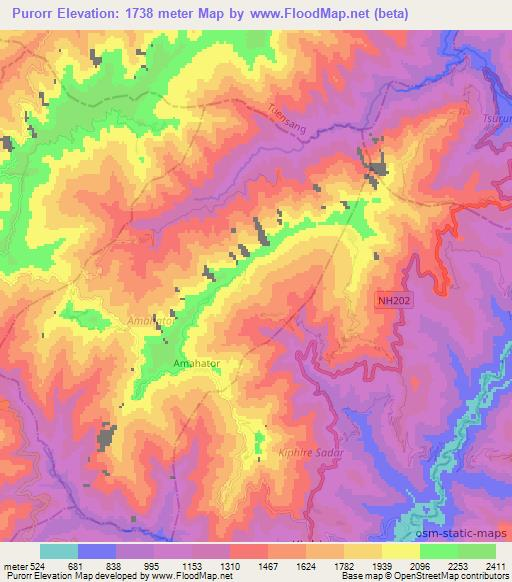 Purorr,India Elevation Map