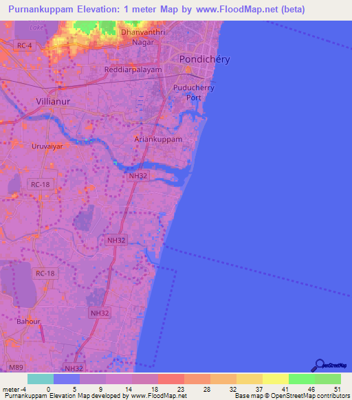 Purnankuppam,India Elevation Map