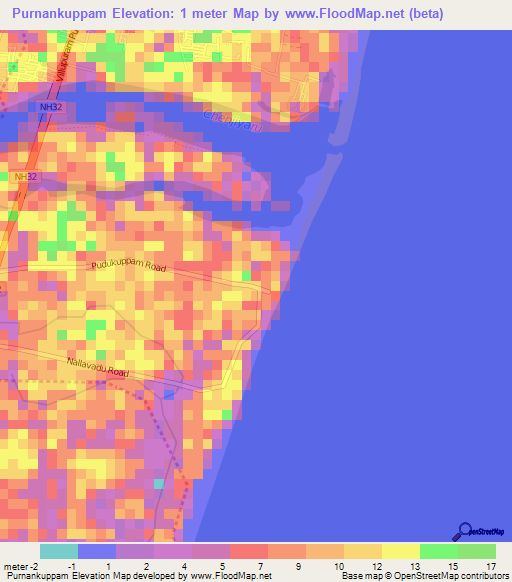 Purnankuppam,India Elevation Map