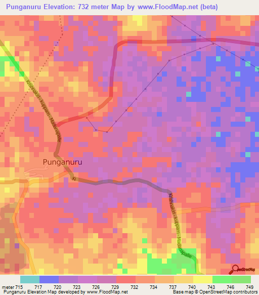 Punganuru,India Elevation Map