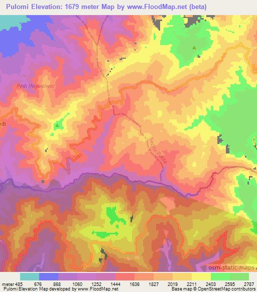 Pulomi,India Elevation Map