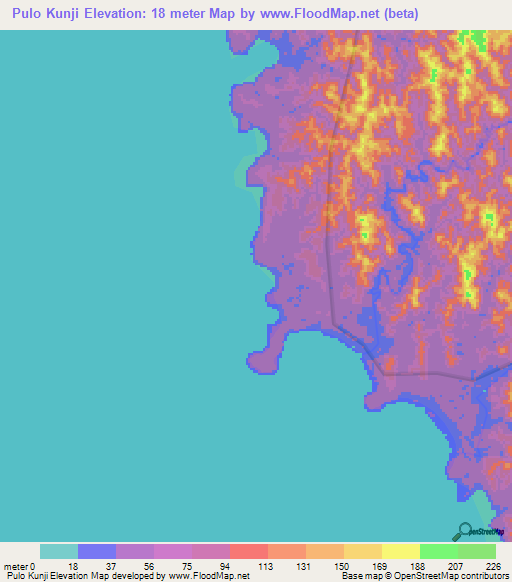 Pulo Kunji,India Elevation Map