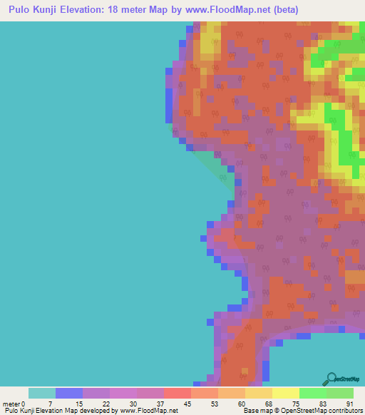 Pulo Kunji,India Elevation Map