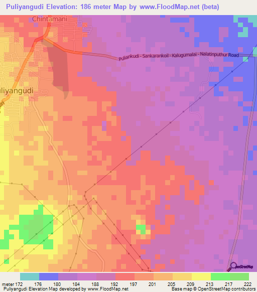 Puliyangudi,India Elevation Map