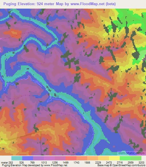 Puging,India Elevation Map