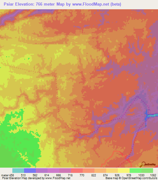 Psiar,India Elevation Map