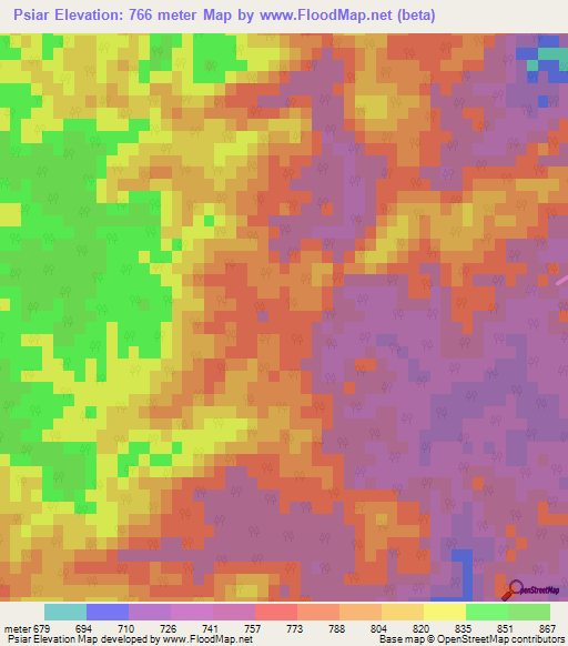 Psiar,India Elevation Map