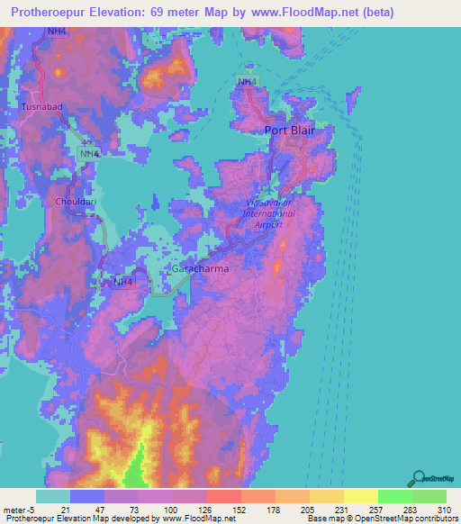 Protheroepur,India Elevation Map