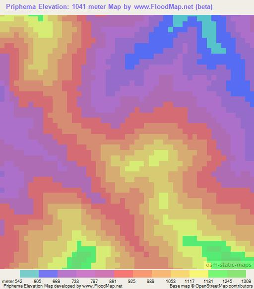 Priphema,India Elevation Map