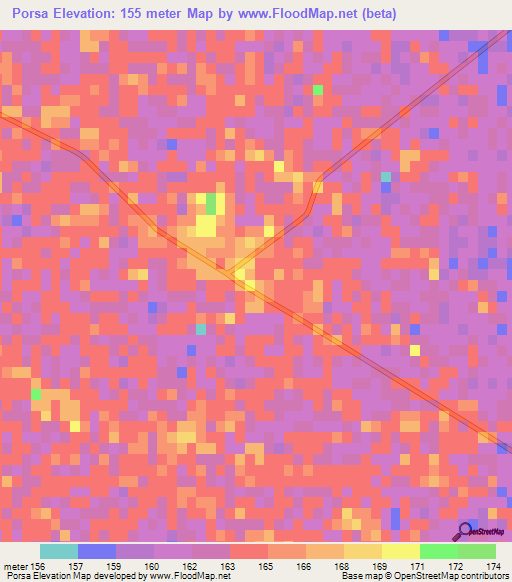 Porsa,India Elevation Map