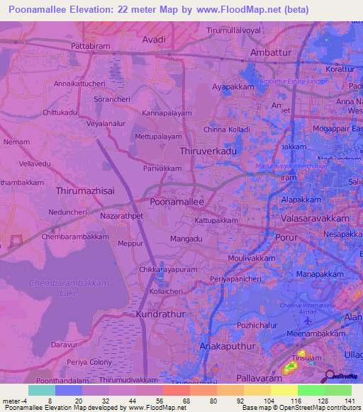 Poonamallee,India Elevation Map