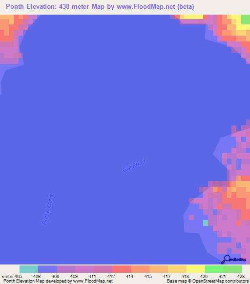 Ponth,India Elevation Map
