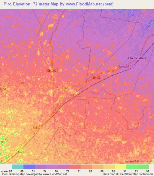 Piro,India Elevation Map