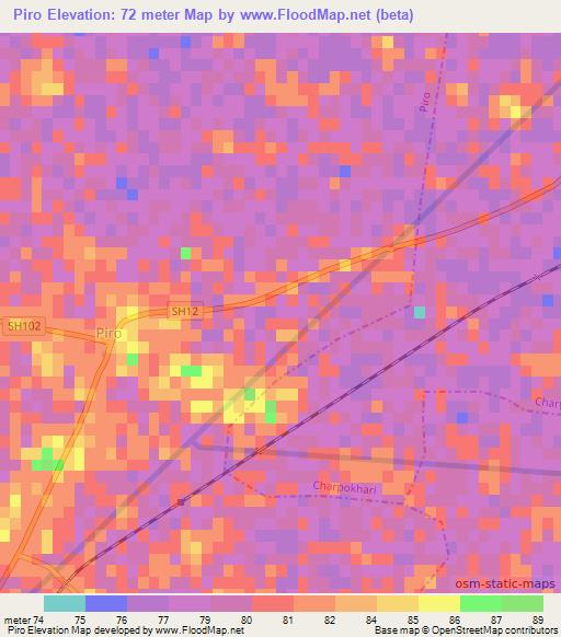 Piro,India Elevation Map
