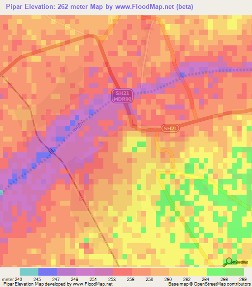 Pipar,India Elevation Map