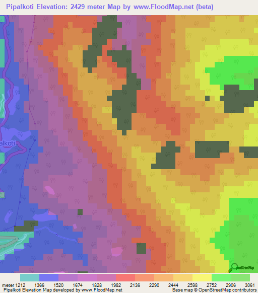 Pipalkoti,India Elevation Map