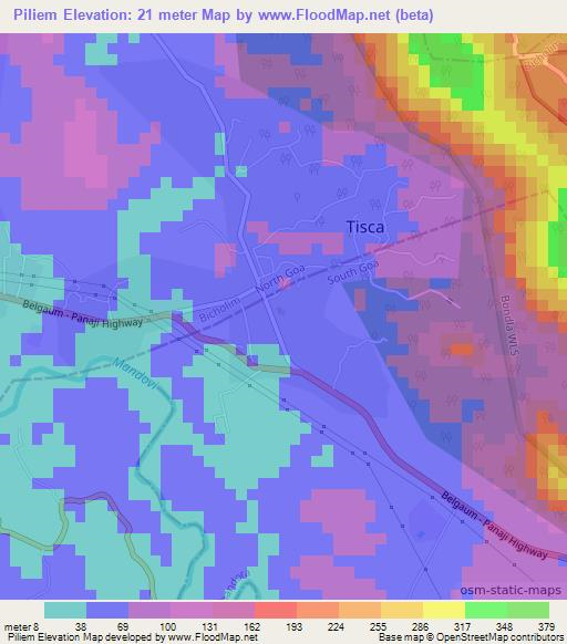 Piliem,India Elevation Map