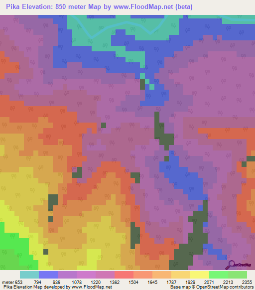 Pika,India Elevation Map