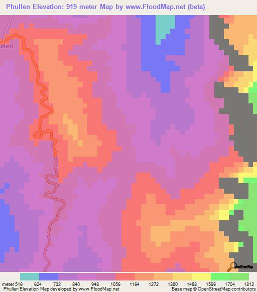 Phullen,India Elevation Map