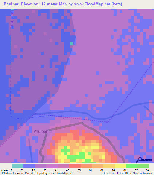 Phulbari,India Elevation Map