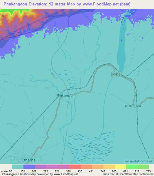 Phukangaon,India Elevation Map