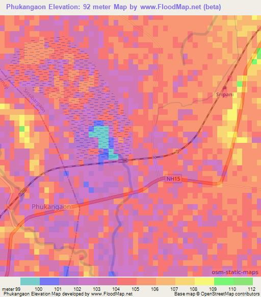 Phukangaon,India Elevation Map