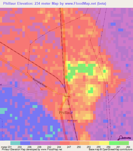 Phillaur,India Elevation Map