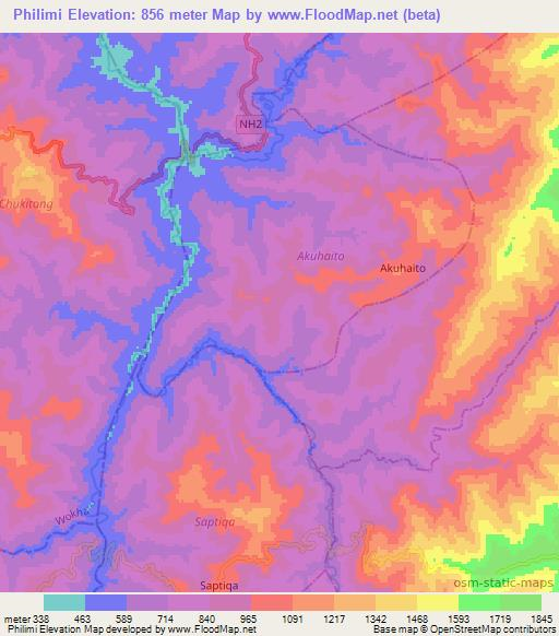 Philimi,India Elevation Map