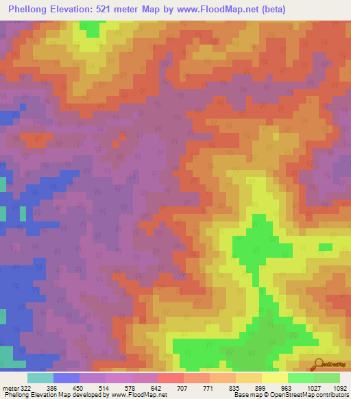 Phellong,India Elevation Map
