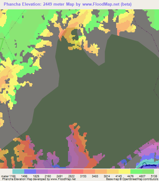 Phancha,India Elevation Map
