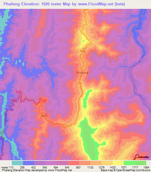 Phaileng,India Elevation Map