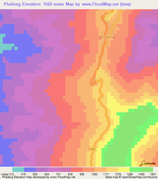 Phaileng,India Elevation Map