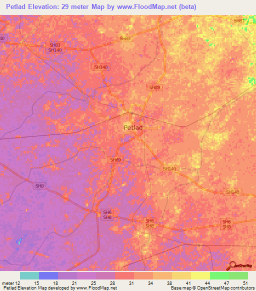Petlad,India Elevation Map