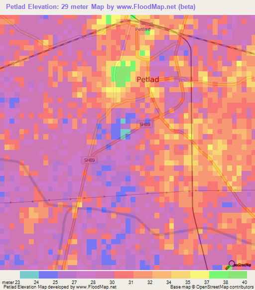 Petlad,India Elevation Map