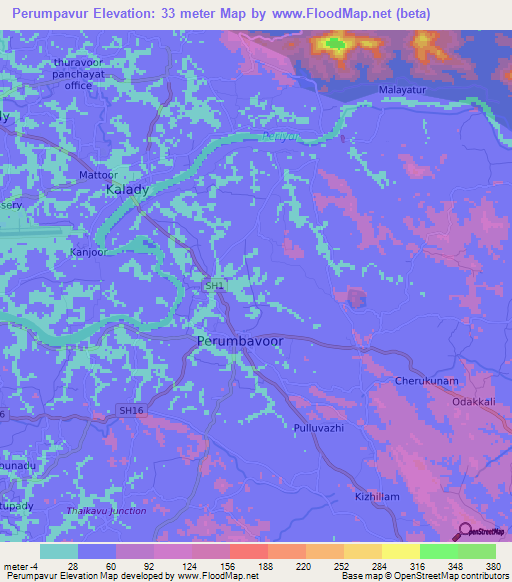 Perumpavur,India Elevation Map