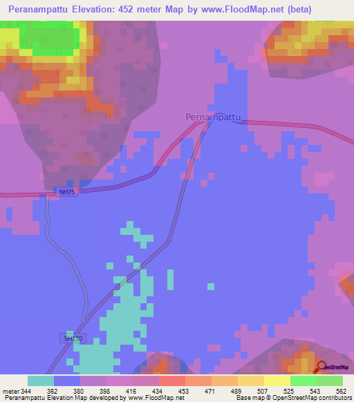 Peranampattu,India Elevation Map