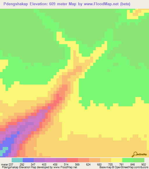 Pdengshakap,India Elevation Map