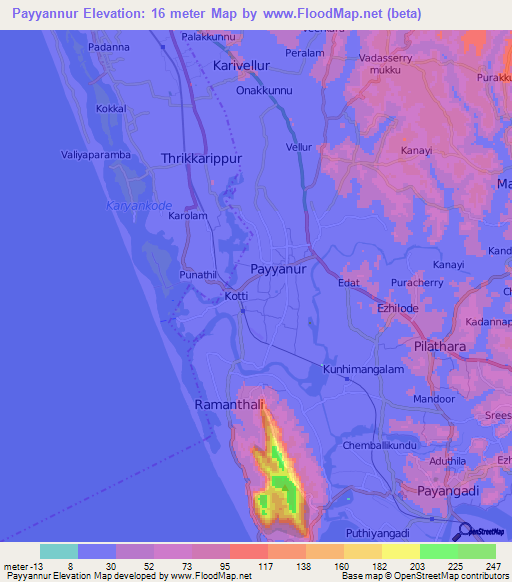 Payyannur,India Elevation Map