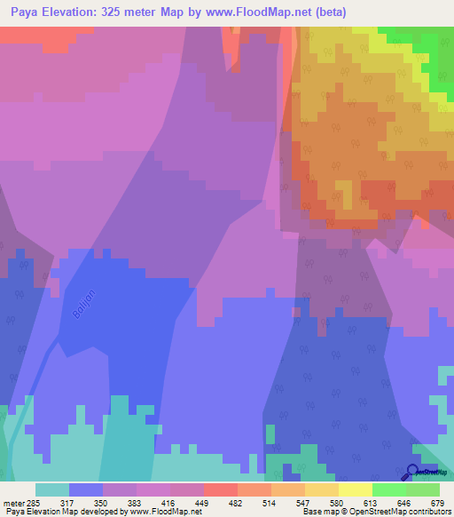 Paya,India Elevation Map