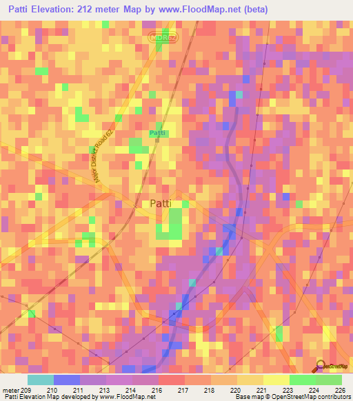 Patti,India Elevation Map