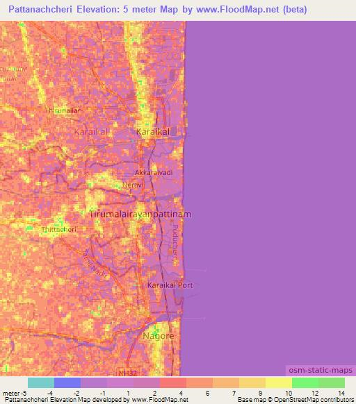 Pattanachcheri,India Elevation Map