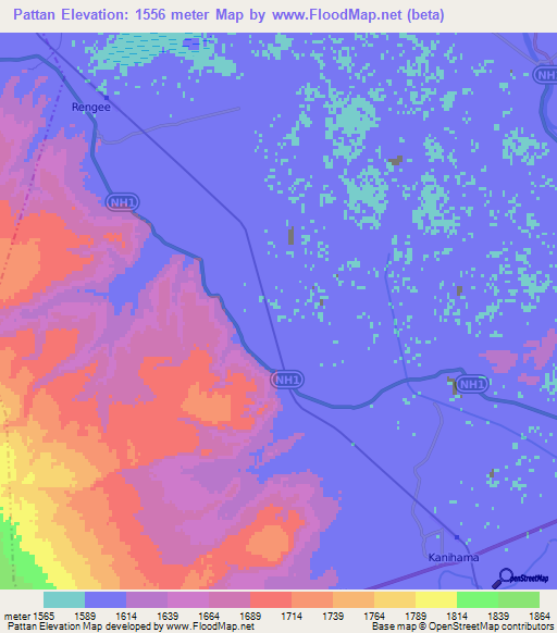 Pattan,India Elevation Map