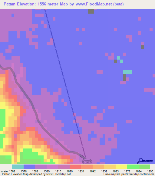 Pattan,India Elevation Map