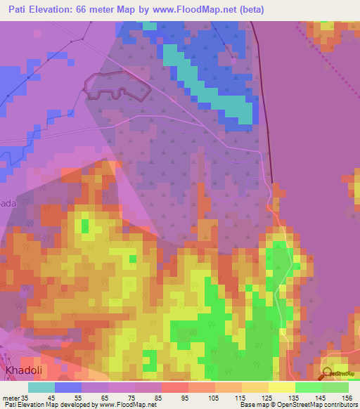 Pati,India Elevation Map