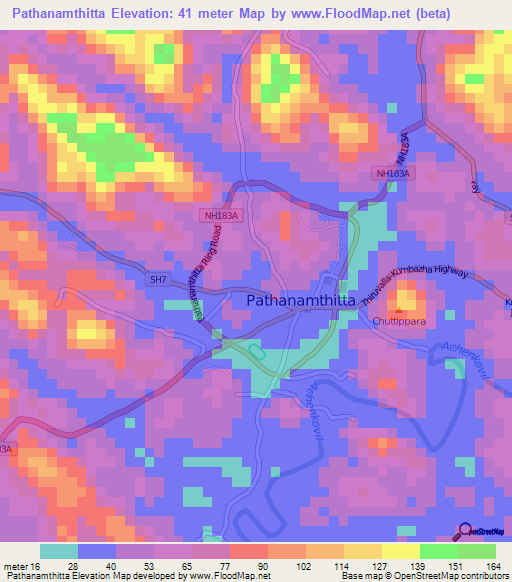 Pathanamthitta,India Elevation Map