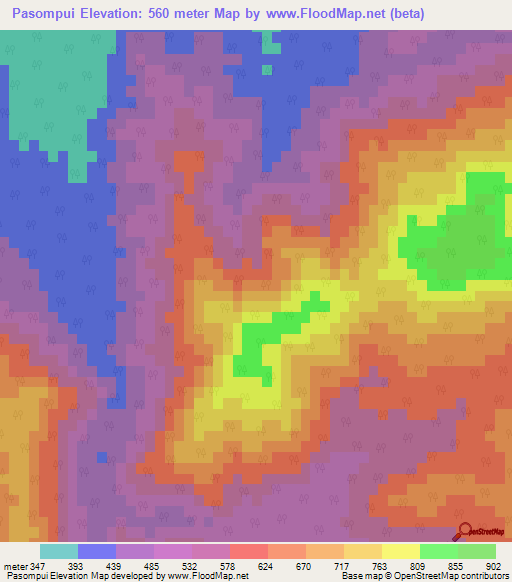 Pasompui,India Elevation Map