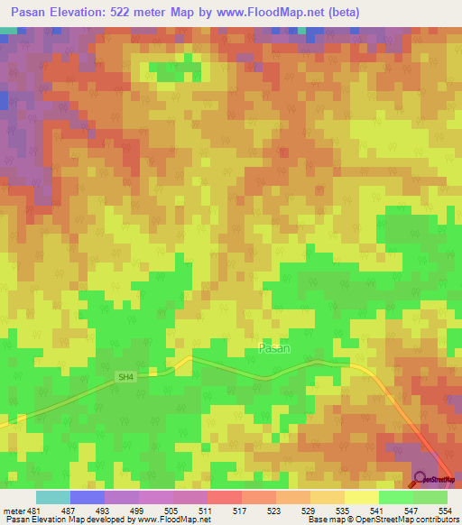 Pasan,India Elevation Map