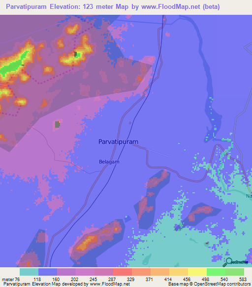 Parvatipuram,India Elevation Map