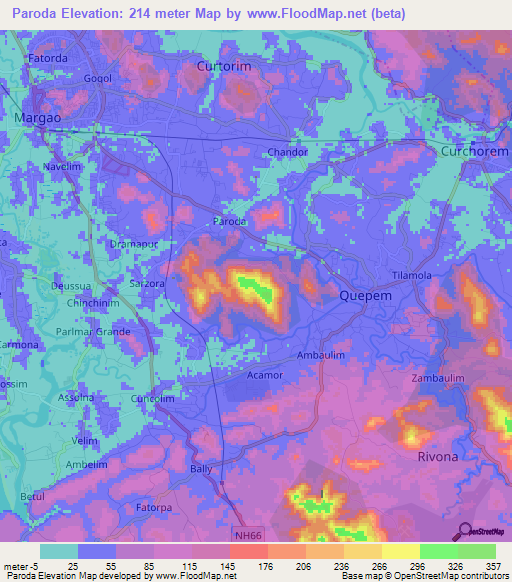 Paroda,India Elevation Map