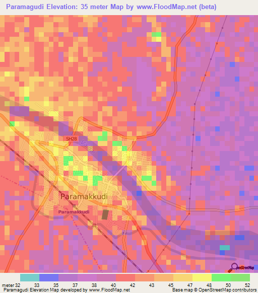 Paramagudi,India Elevation Map